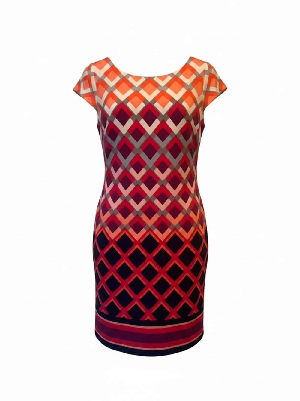 Eliza J Vibrant Multicolor Geometric Sheath Dress Size 14 Statement Print